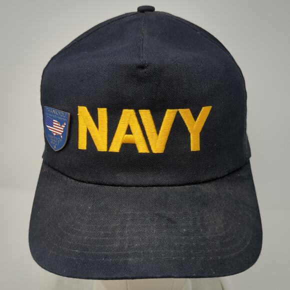 Navy Snapback 5 Panel Cap Blue One Size Adjustable Embroidered Outdoor P Brand - Picture 2 of 9